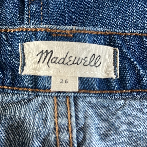 Madewell Rigid Denim Raw Hem A-Line Mini Skirt Leandra Wash Size 26/4 - Picture 4 of 11